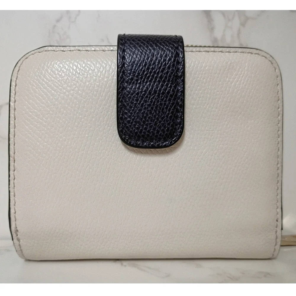 COACH White & Navy Colorblock Leather Bi-fold Wallet